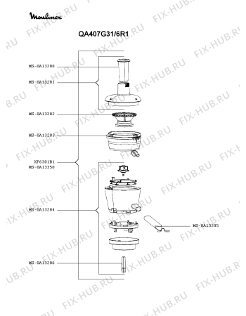 Взрыв-схема кухонного комбайна Moulinex QA407G31/6R1 - Схема узла UP004711.8P6
