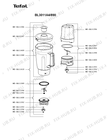 Взрыв-схема блендера (миксера) Tefal BL3011A4/890 - Схема узла 0P004082.4P2