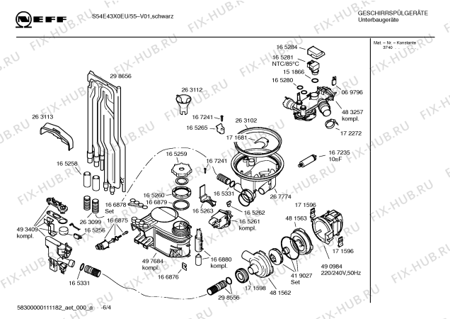 Схема №2 S5433X1 Art:SV330A с изображением Инструкция по эксплуатации для электропосудомоечной машины Bosch 00691736