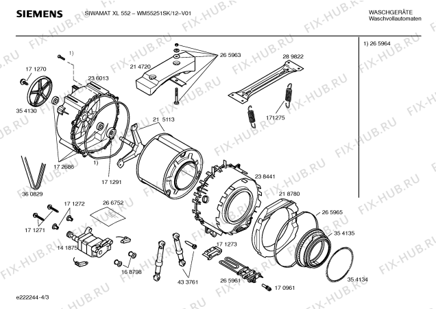 Взрыв-схема стиральной машины Siemens WM55251SK SIWAMAT XL 552 - Схема узла 03