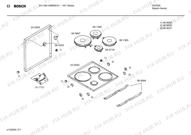 Схема №2 EH594HMSW с изображением Стеклянная полка для электропечи Bosch 00212443