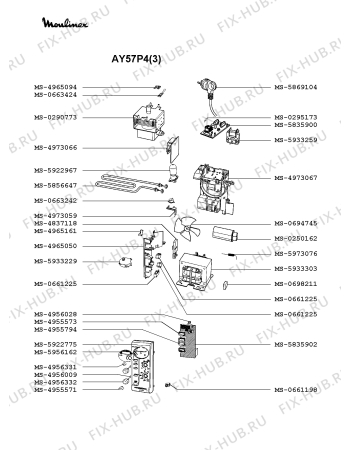 Взрыв-схема микроволновой печи Moulinex AY57P4(3) - Схема узла QP002065.4P2