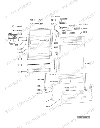 Схема №1 ADPY 1330 IX с изображением Панель для посудомойки Whirlpool 480140103034