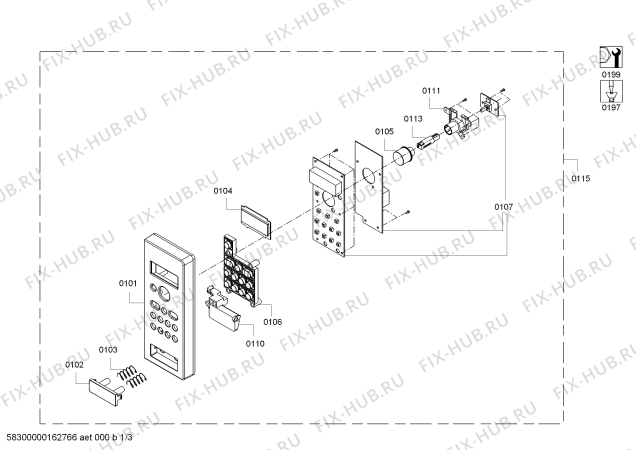 Схема №1 HF24G541 с изображением Панель управления для микроволновки Siemens 00740058