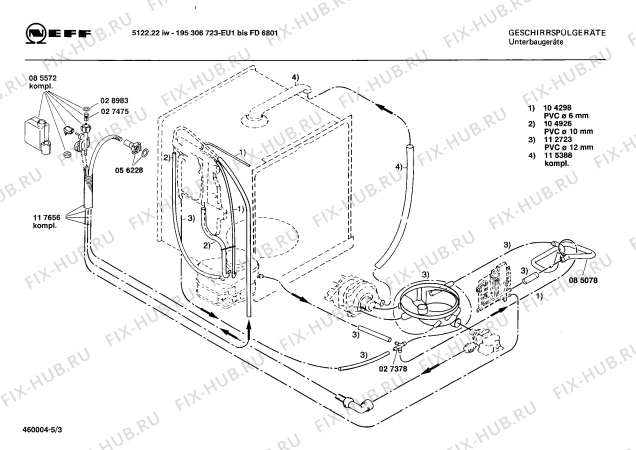 Взрыв-схема посудомоечной машины Neff 195306723 5122.22IW - Схема узла 03