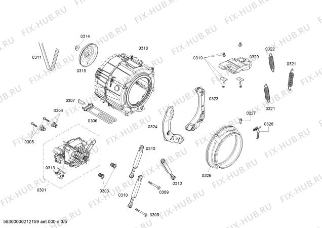 Взрыв-схема стиральной машины Bosch WAU28769HW - Схема узла 03