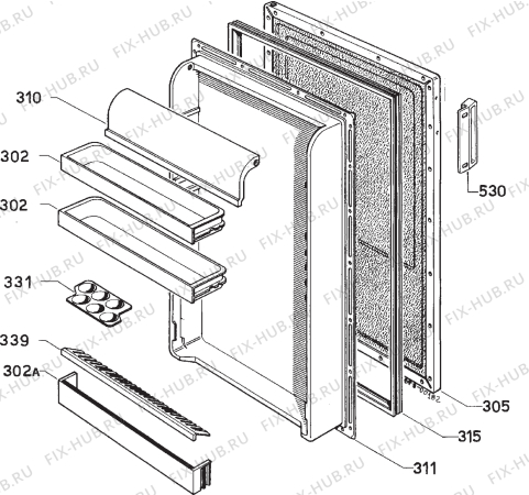 Взрыв-схема холодильника Zanussi DR56/2 - Схема узла Door 003