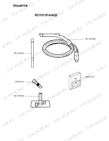 Взрыв-схема пылесоса Rowenta RO1513FA/4Q0 - Схема узла PP003199.3P2