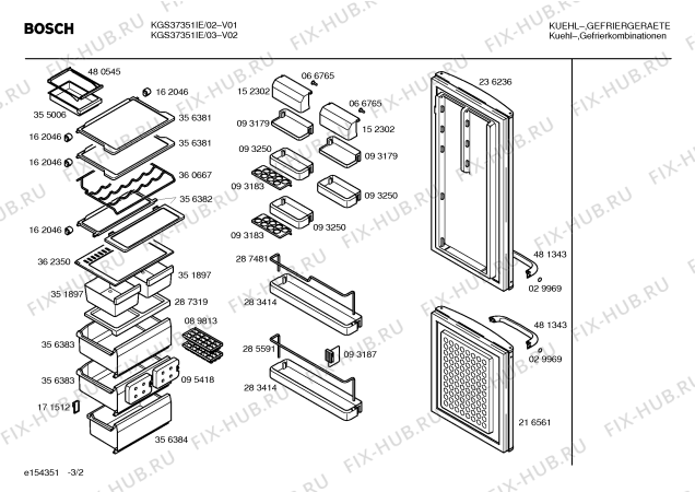 Схема №1 KGS3758IE с изображением Панель для холодильника Bosch 00364836