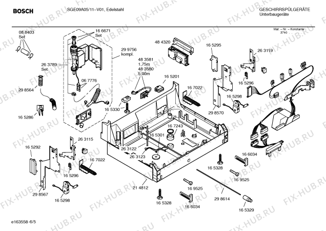 Взрыв-схема посудомоечной машины Bosch SGE09A05 Logixx - Схема узла 05