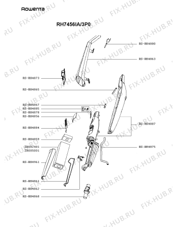 Схема №1 RH7456IA/3P0 с изображением Кнопка (ручка регулировки) для электропылесоса Rowenta RS-RH4885