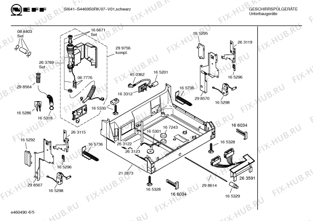 Взрыв-схема посудомоечной машины Neff S4469S0RK SI641 - Схема узла 05