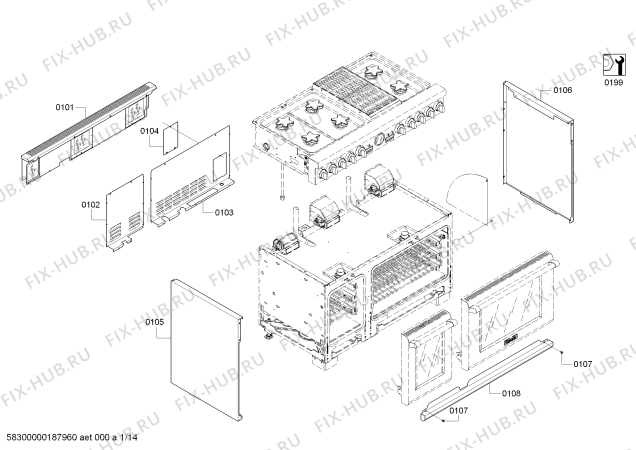 Схема №4 PRD48NLSGU с изображением Кабель для духового шкафа Bosch 12007019