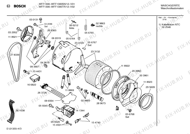 Взрыв-схема стиральной машины Bosch WFF1300SN, WFF1300 - Схема узла 03