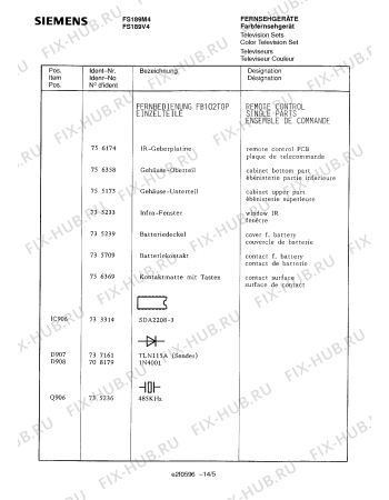 Схема №2 FS189V4 с изображением Инструкция по эксплуатации для телевизора Siemens 00530679