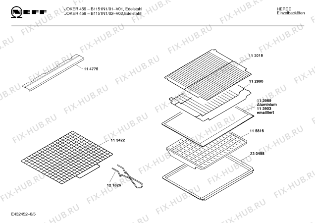 Взрыв-схема плиты (духовки) Neff B1151N1 JOKER 459 - Схема узла 05