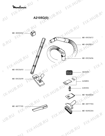 Взрыв-схема пылесоса Moulinex A2105G(0) - Схема узла XP002325.3P2