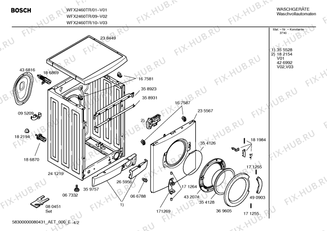 Схема №1 WFX2460TR Maxx WFX2460 с изображением Наклейка для стиральной машины Bosch 00424936