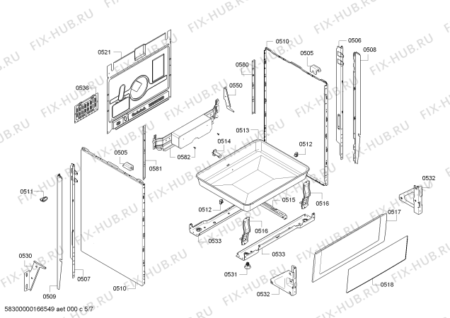 Взрыв-схема плиты (духовки) Siemens HD721213G - Схема узла 05