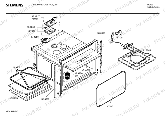 Взрыв-схема плиты (духовки) Siemens HE29075CC - Схема узла 03