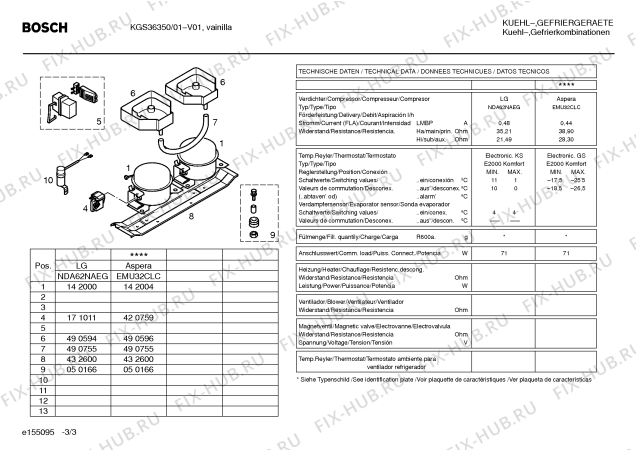 Взрыв-схема холодильника Bosch KGS36350 - Схема узла 03