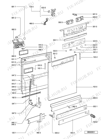 Схема №1 GSF 5988 WS с изображением Обшивка для посудомойки Whirlpool 481245372069