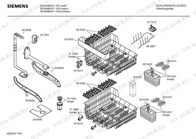 Взрыв-схема посудомоечной машины Siemens SE56480 - Схема узла 06