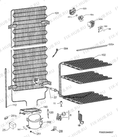 Взрыв-схема холодильника Electrolux ERB36533W - Схема узла Cooling system 017