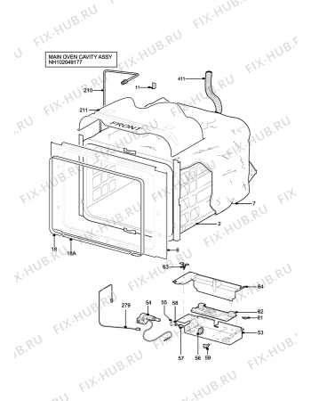 Взрыв-схема плиты (духовки) Parkinson Cowan SG414BL - Схема узла H10 Main Oven Cavity (large)