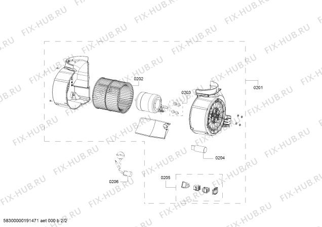 Взрыв-схема вытяжки Bosch DDA097G50 Bosch - Схема узла 02