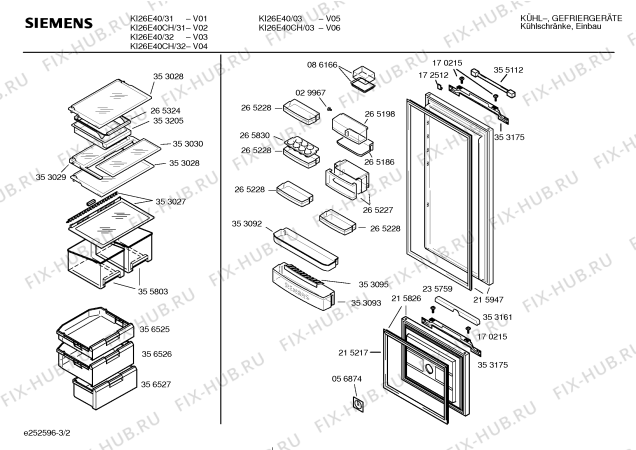 Схема №2 KI26E40CH с изображением Дверь для холодильника Siemens 00215947