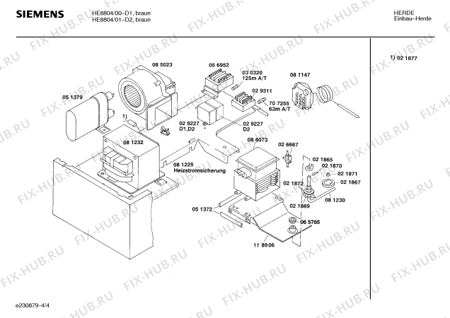 Взрыв-схема плиты (духовки) Siemens HE8804 - Схема узла 04