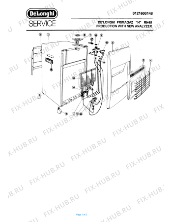 Схема №1 RH45 с изображением Обшивка для ветродува DELONGHI 710339