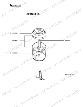 Взрыв-схема блендера (миксера) Moulinex A0942BF(0) - Схема узла 3P001101.9P2