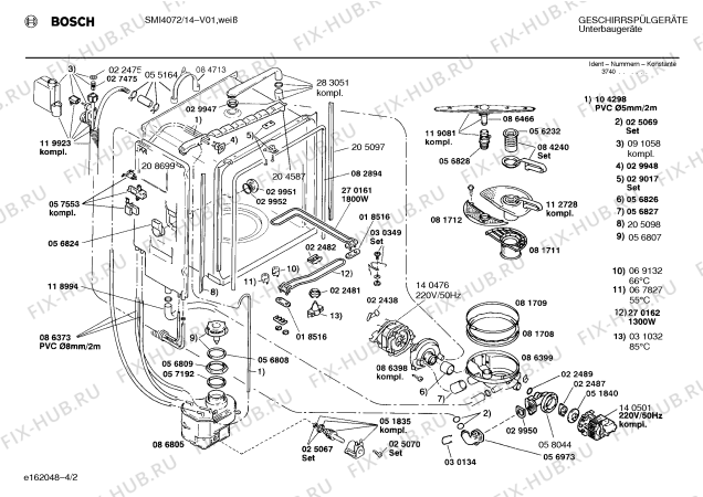 Взрыв-схема посудомоечной машины Bosch SMI4072 - Схема узла 02
