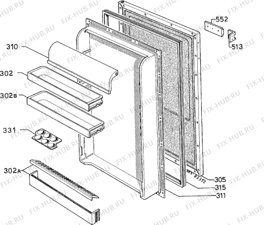 Взрыв-схема холодильника Frigidaire FI3161 - Схема узла Door 003