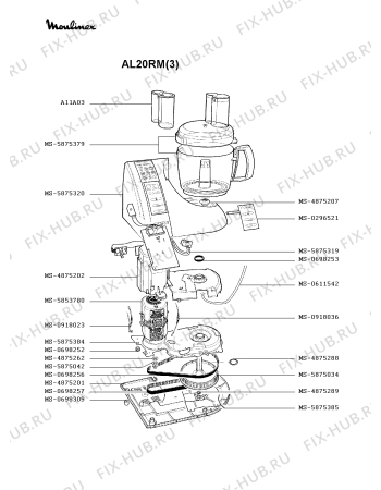 Взрыв-схема кухонного комбайна Moulinex AL20RM(3) - Схема узла BP000555.5P3