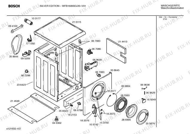 Схема №2 WFB1606SG SILENT EDITION с изображением Кнопка для стиральной машины Bosch 00184263