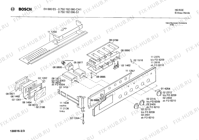 Взрыв-схема плиты (духовки) Bosch 0750192080 EH680ES - Схема узла 03