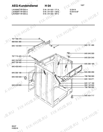 Взрыв-схема стиральной машины Aeg LAVW1200-W S - Схема узла Housing 001
