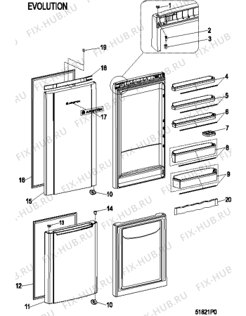 Взрыв-схема холодильника Hotpoint-Ariston EBM18311V03AI (F085269) - Схема узла