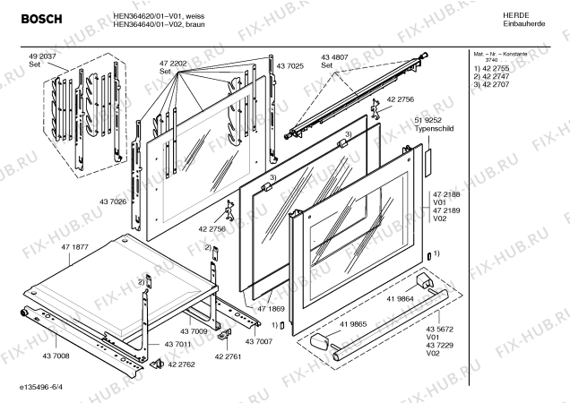 Схема №4 HEN360620 с изображением Панель управления для духового шкафа Bosch 00437742