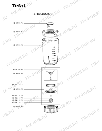 Взрыв-схема блендера (миксера) Tefal BL133A65/870 - Схема узла XP005561.7P2