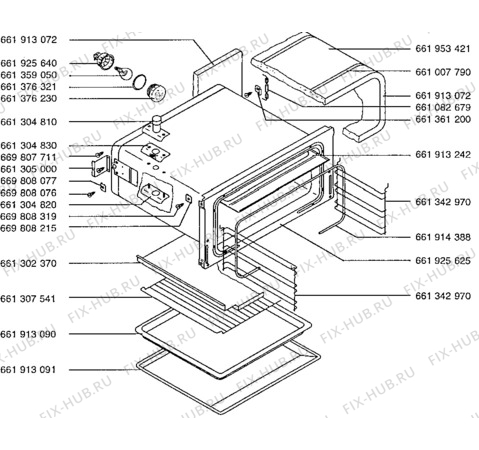 Взрыв-схема плиты (духовки) Aeg 51581B-D - Схема узла Grill/Grating