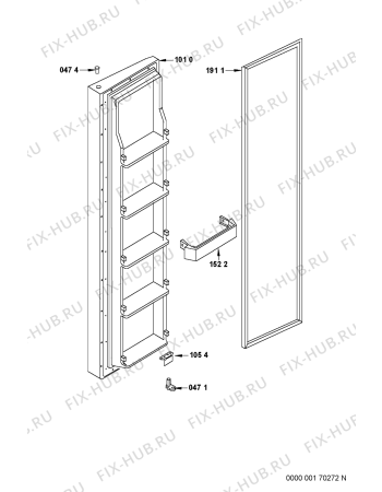 Схема №2 WSC5534 A+X с изображением Дверца для холодильника Whirlpool 480132103141