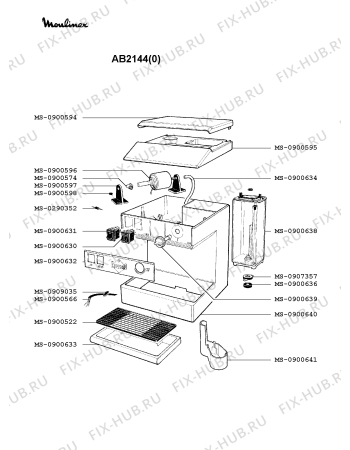 Взрыв-схема кофеварки (кофемашины) Moulinex AB2144(0) - Схема узла CP001876.8P2