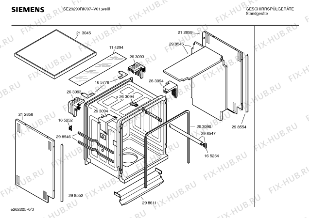 Схема №1 SE29290RK с изображением Инструкция по эксплуатации для посудомоечной машины Siemens 00521519
