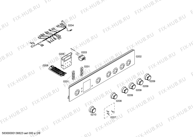 Схема №1 CH622G0IL с изображением Панель управления для электропечи Bosch 00673090