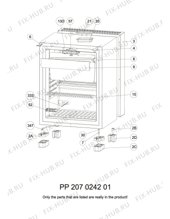 Взрыв-схема холодильника Dometic RH439BI - Схема узла Housing 001