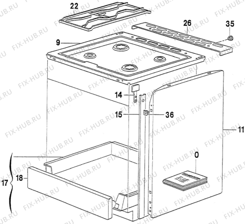 Взрыв-схема плиты (духовки) Electrolux CF666G1 - Схема узла H10 Chassis